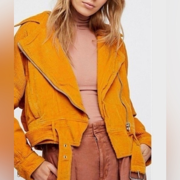 Free People Jackets & Blazers - Free People Slouchy Corduroy Moto Jacket 🌼 Mustard Yellow